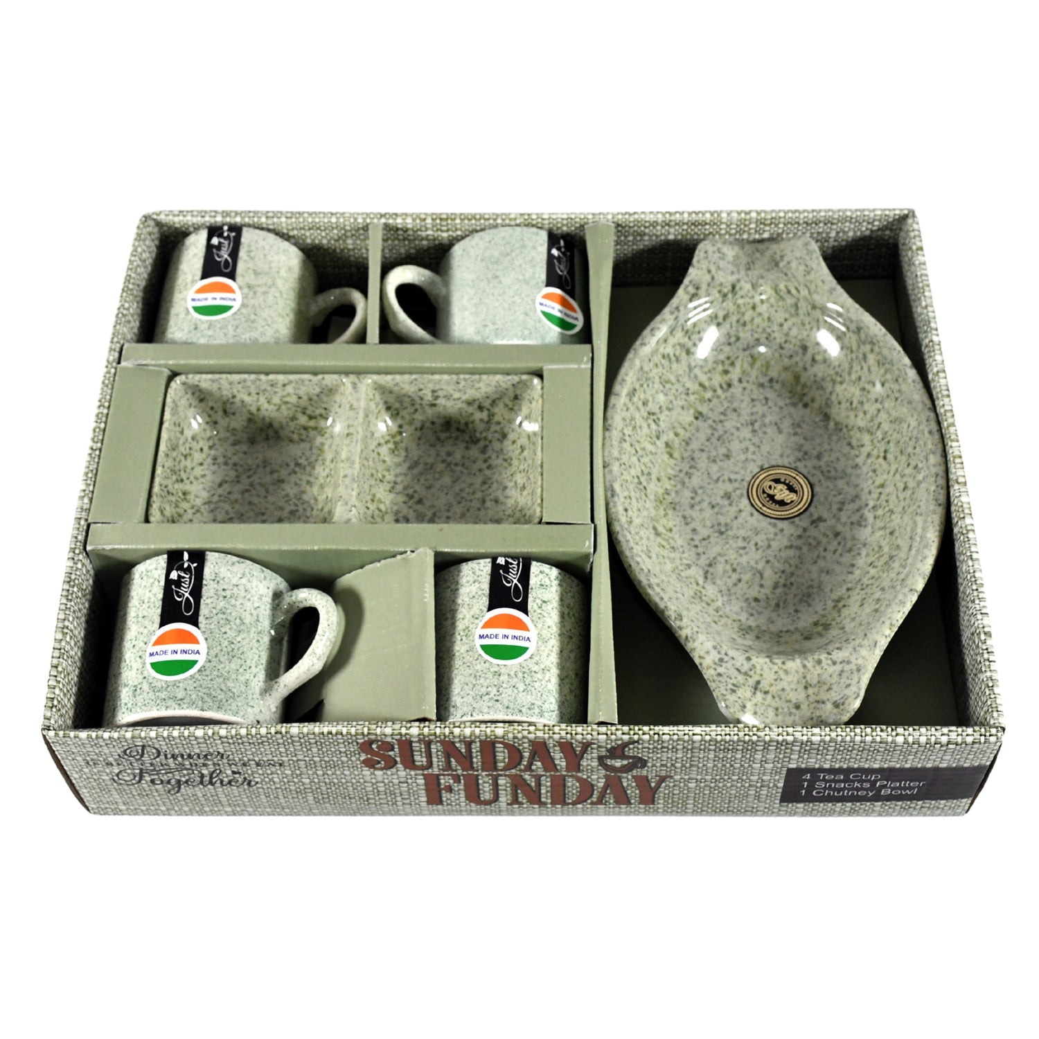 Sunday Funday 6-Piece Tea Set – Platter & Dual Bowl Sunday Funday 6-Piece Tea Set – Platter & Dual Bowl